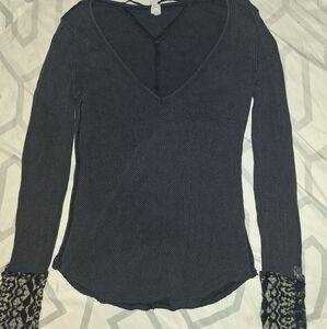 We The Free Black V Neck Top